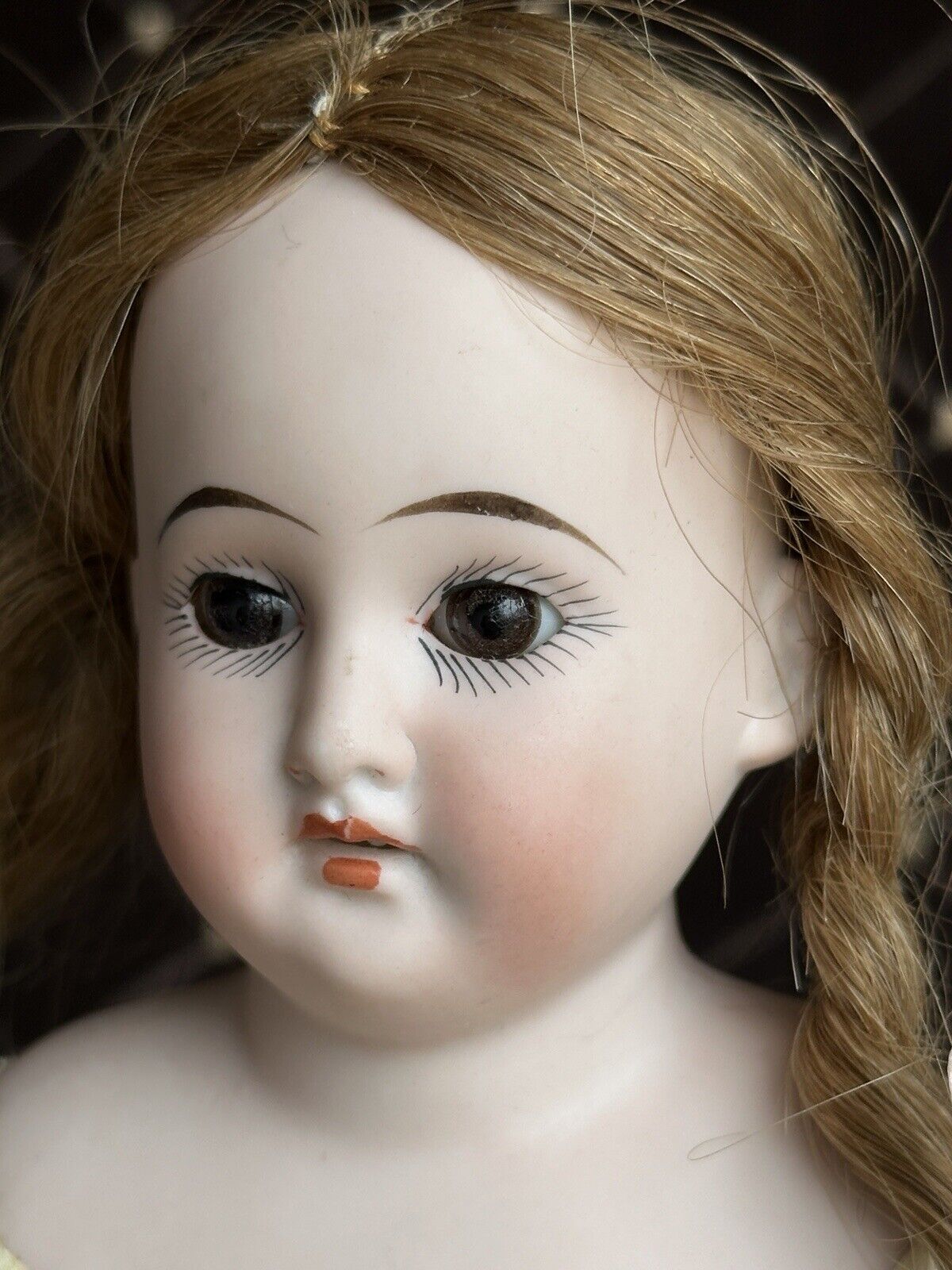 Antique German 14.5” Cuno & Otto Dressel COD 93 DEP Bisque Shoulder Head Doll
