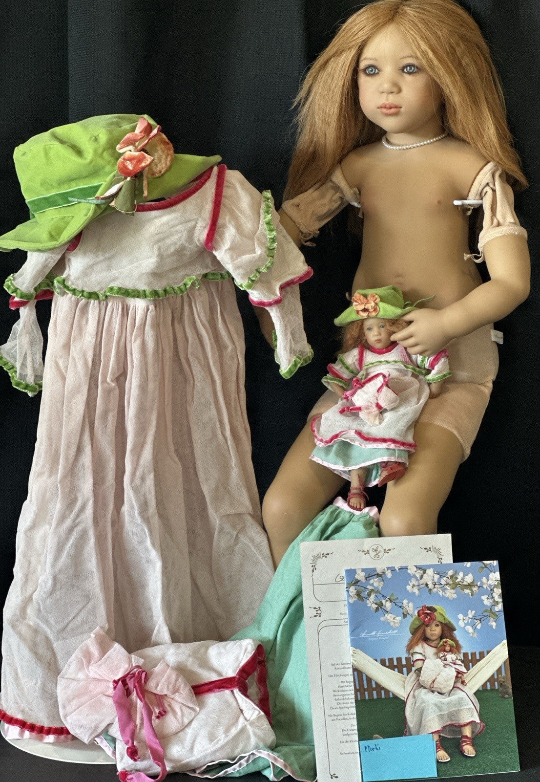 Collectible German Annette Himstedt Vinyl 35.5” Doll “Mirte” COA/mini Mirte Doll