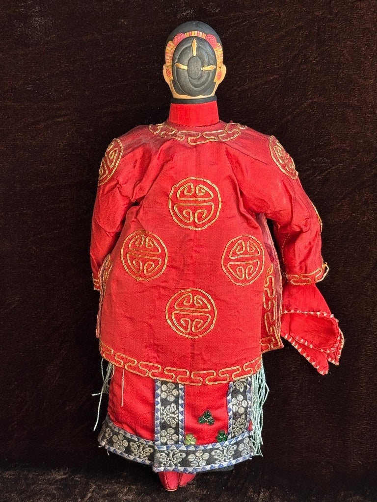 Antique Chinese Door of Hope Mission Carved Wood Cloth Young Female Bride Doll
