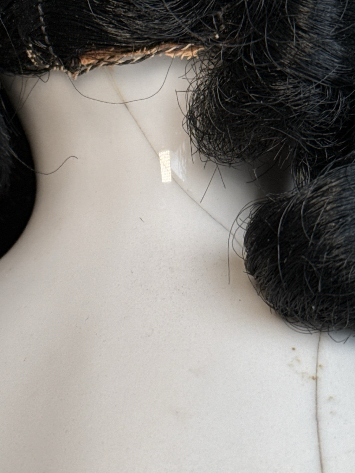 Antique German 21” Biedermeier Bald China Shoulder Head Doll