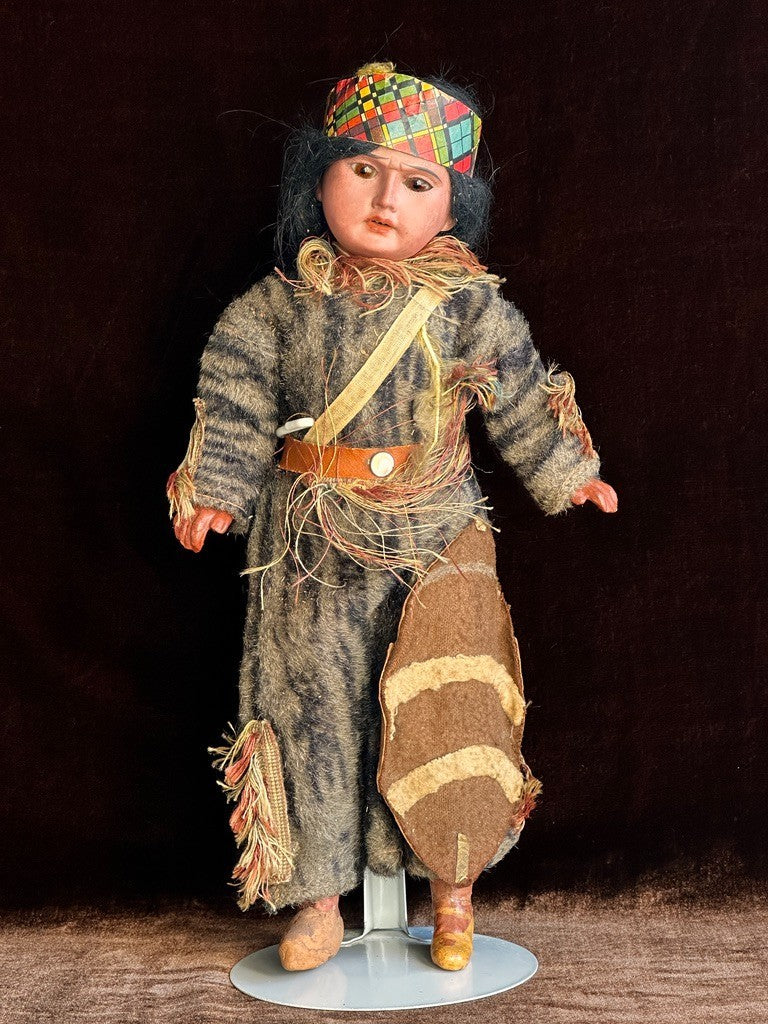 Antique German 13” Armand Marseille Native American Indian Bisque Head Doll