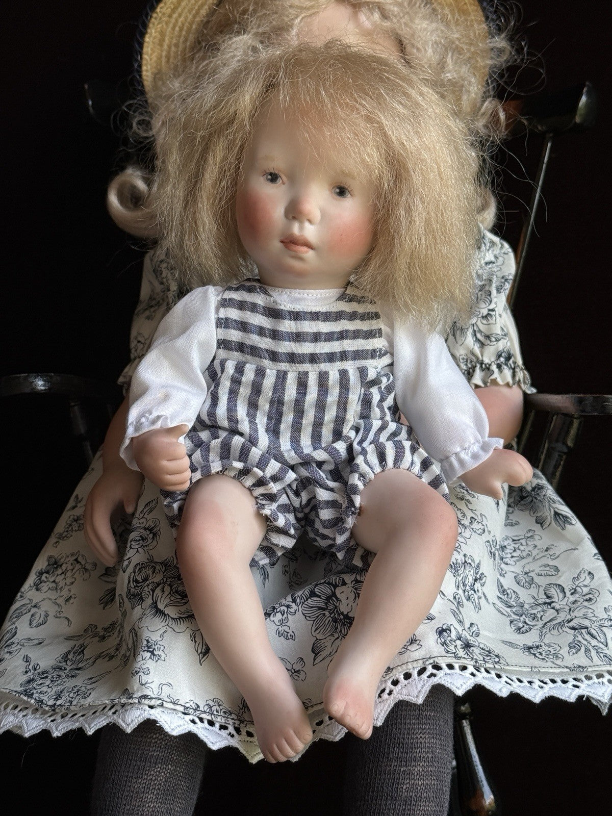 Set of 2 Porcelain Cloth Dolls by Artist Verena Eising