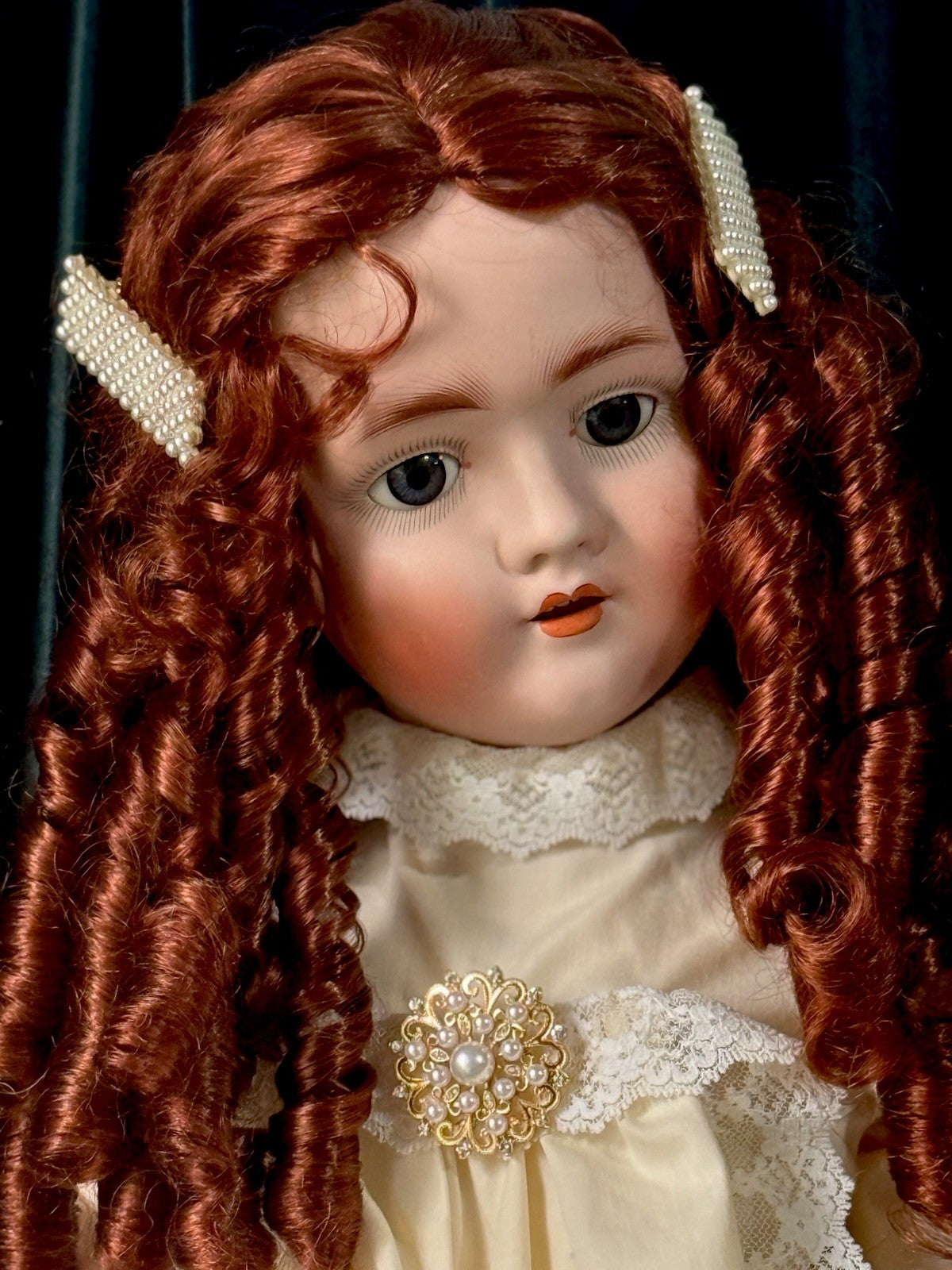 Antique German Walkure 30” Doll Bisque Head Composition Body