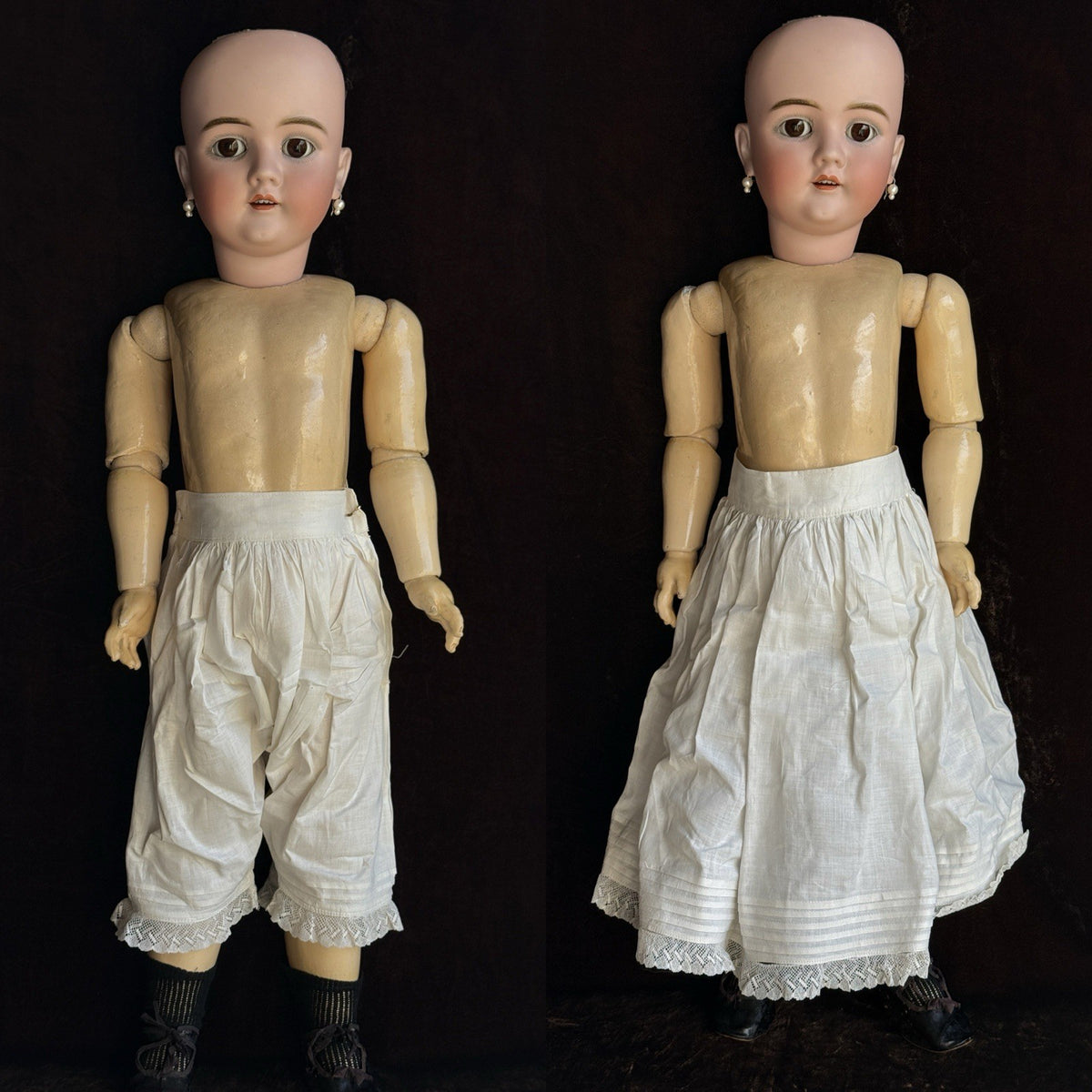 Large Antique German 30” Walkure Doll Bisque Head Composition Body