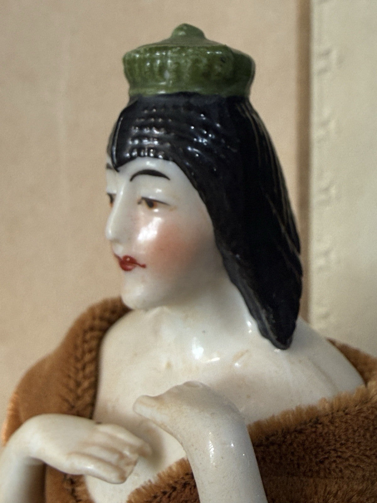 Rare Antique German Art Deco Pin Cushion Half 6 1/2” Doll