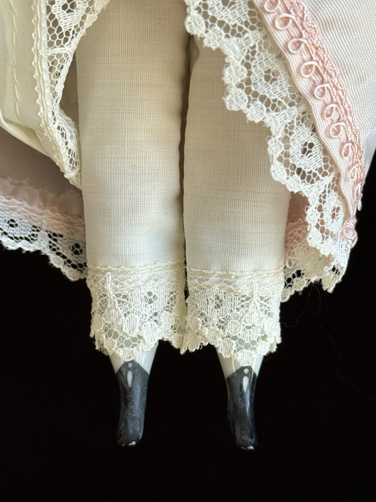 Antique German 7.5” Bisque Cloth Miniature Dollhouse China Doll