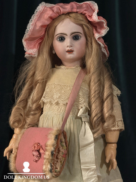 Antique French JUMEAU 23” Bisque Head Doll Size 9