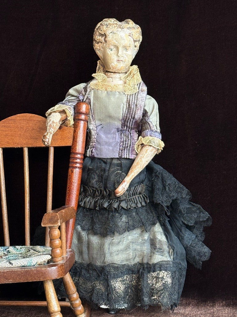 Antique American Mason & Taylor 11.5” Wood Metal Doll