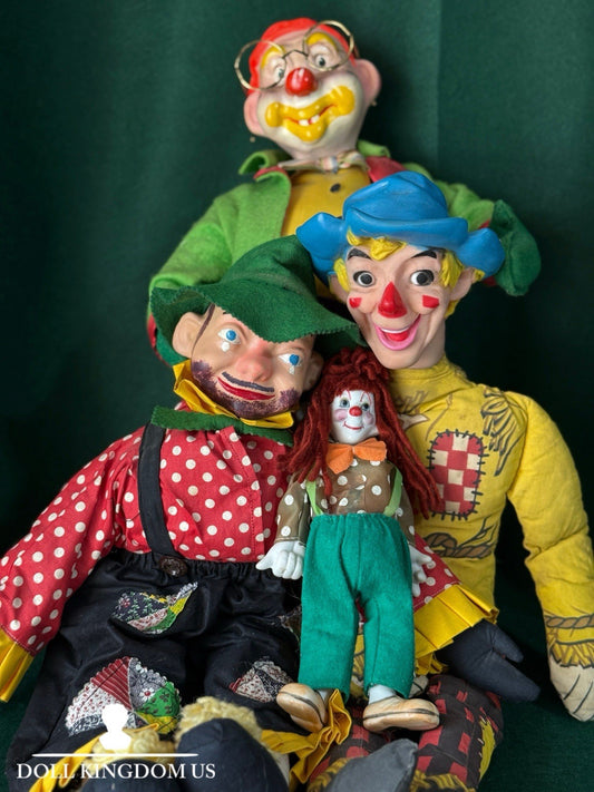 Lot Of 4 Vintage 1960’s Collectible Clowns Dolls & Wizard Of Oz Scarecrow