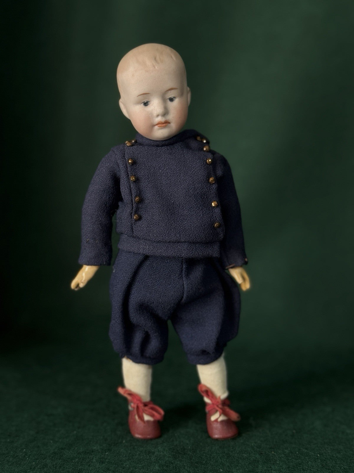 Antique German 8.5” Gebruder Heubach Bisque Head Character Boy Doll