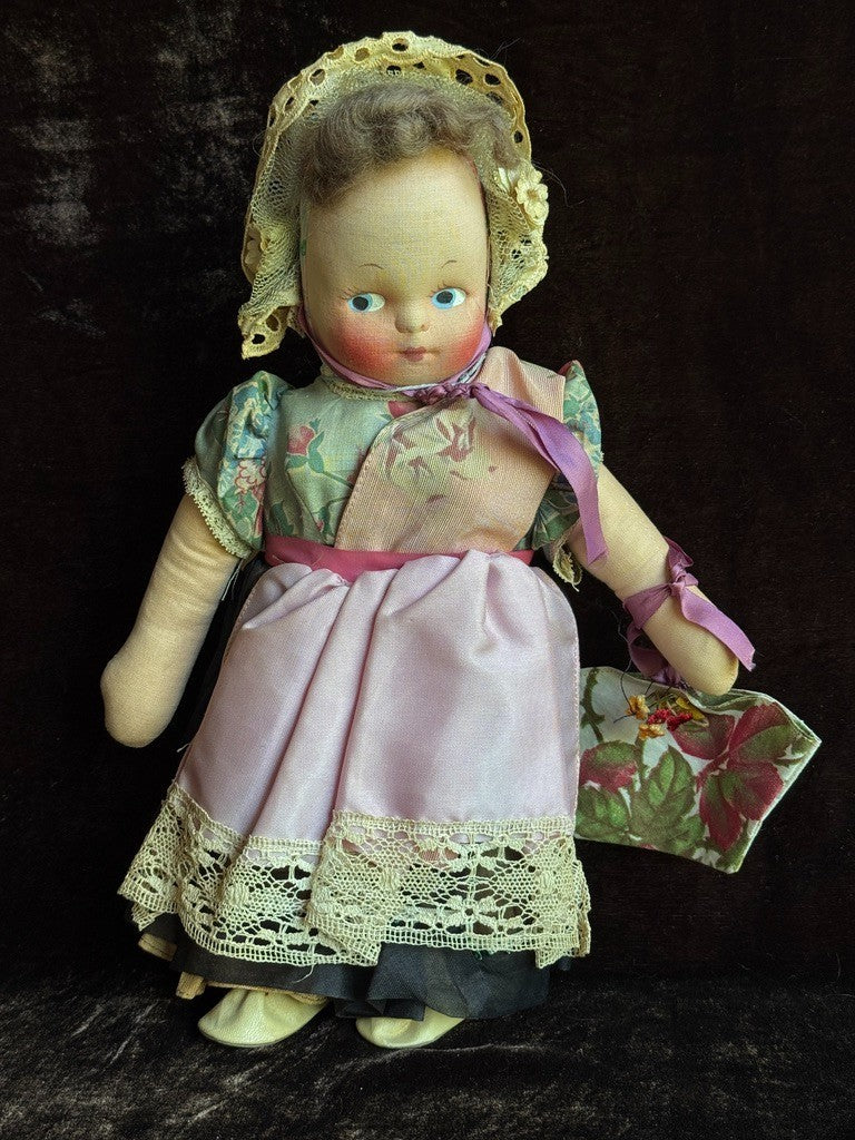 Lot of 3 Collectible Vintage European Cloth Face Mask Dolls