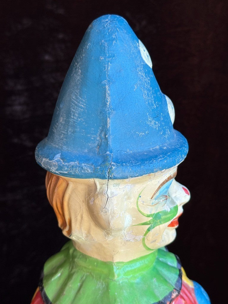 Large Antique American 15” Schoenhut Papier Mache Roly Poly Clown Toy