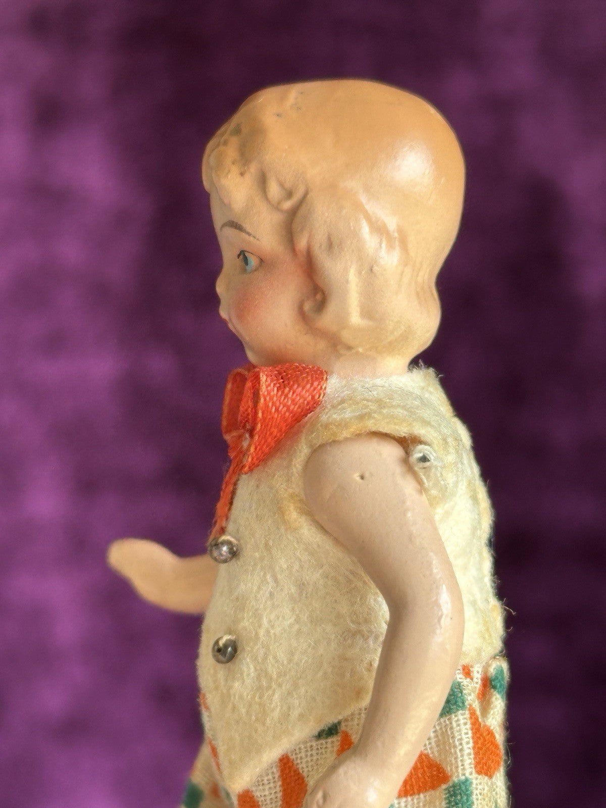 Pair of Antique German Hertwig  Miniature Dollhouse Boy and Girl Dolls