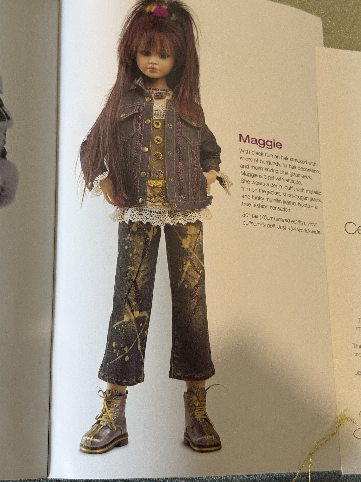 Collectible Artist Vinyl 30” Doll Maggie by Jan Mclean COA/Tag/Stand LE 494