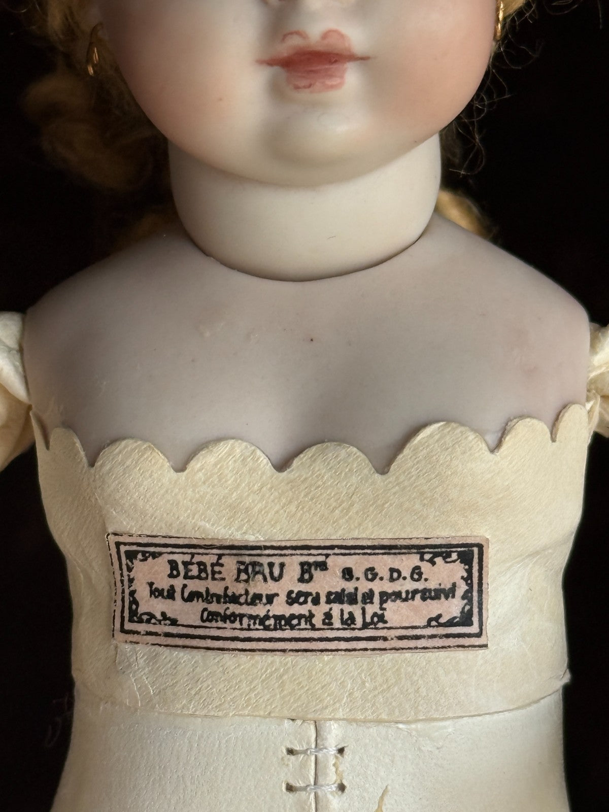 Miniature 7.5” Cathy Hansen Hand Signed Porcelain Repro of Antique Bru Doll