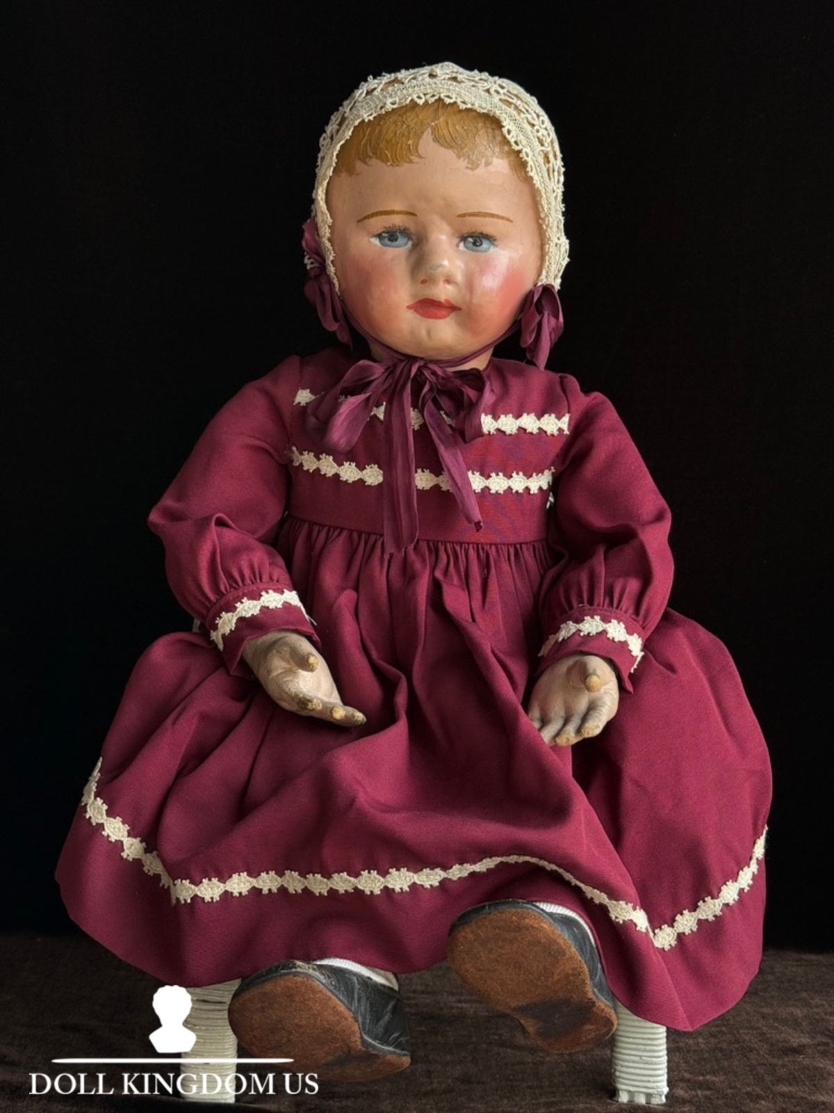 Large Antique American Martha Chase 24" Oil Painted Cloth Baby Doll