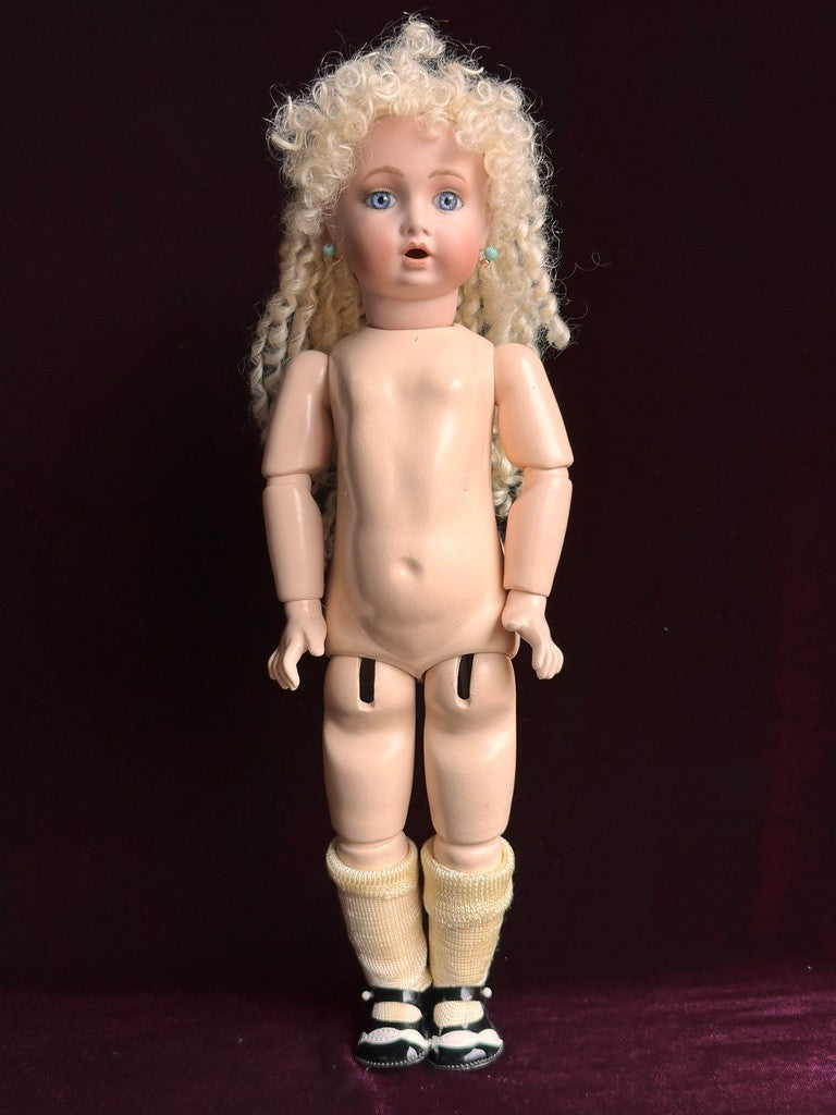 Rare Vintage Porcelain Compo 13” Reproduction of Antique French Bru Teteur Doll