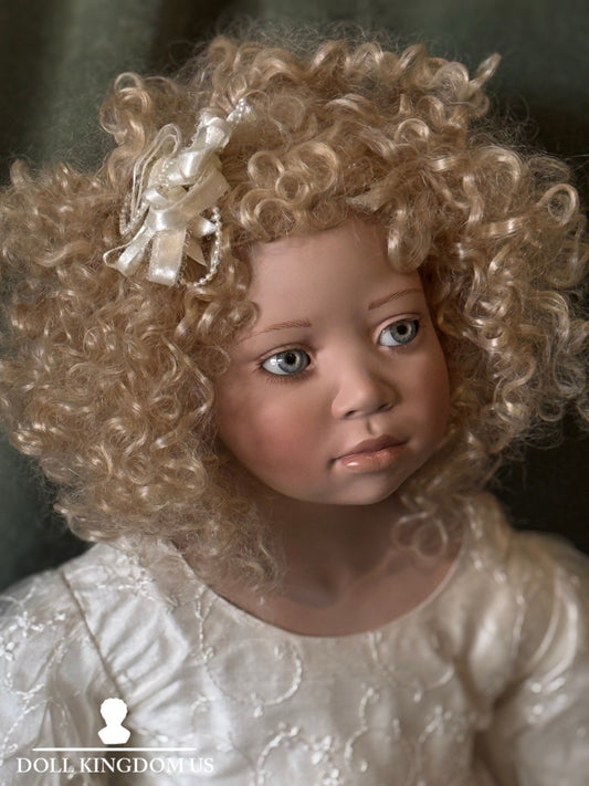 Lifelike 37” Collectible Porcelain Doll “Hilary” (?) by Christine Orange Box