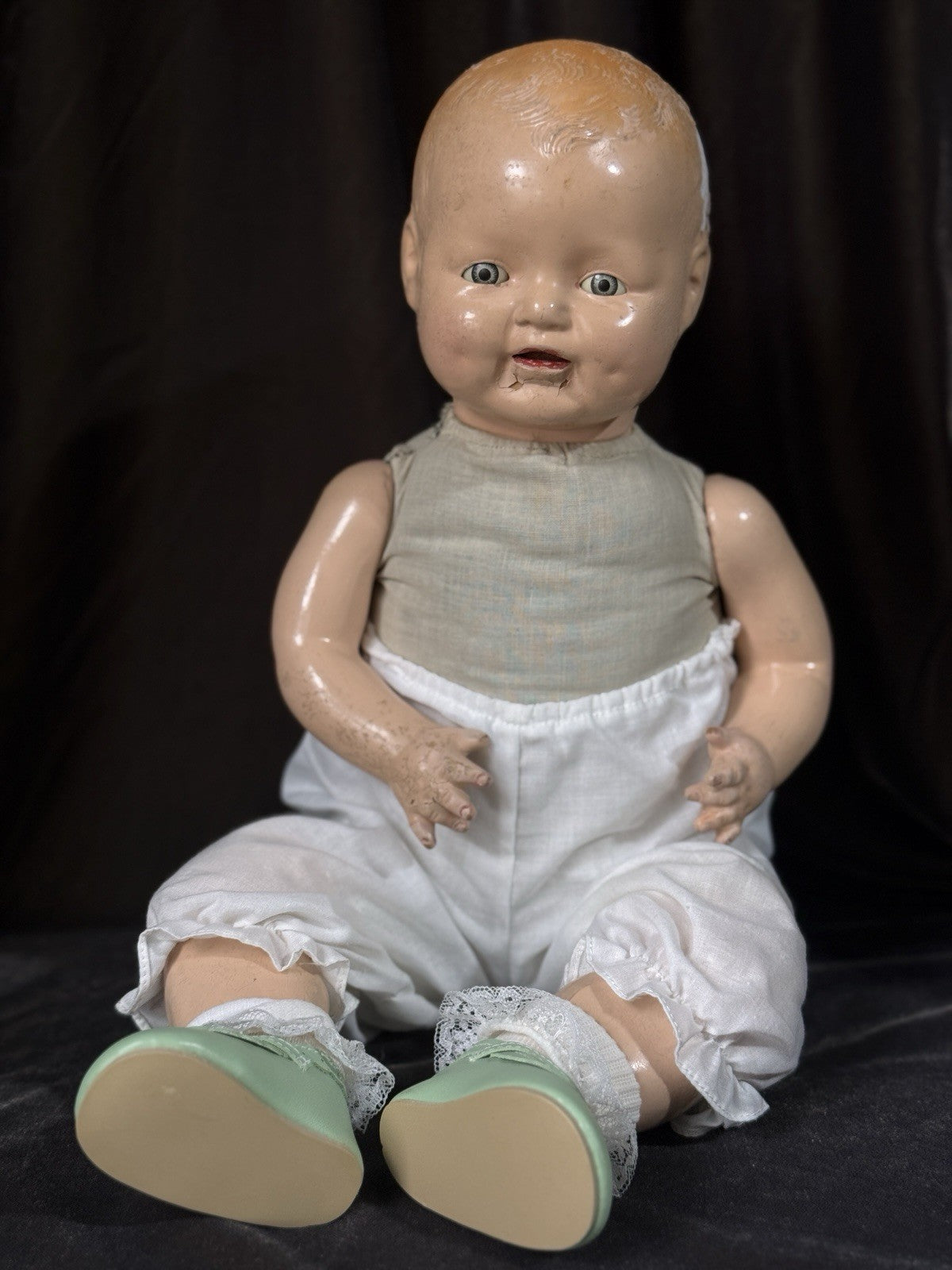 Vintage American E.I.H Horsman Composition 20” Doll “Dimples”
