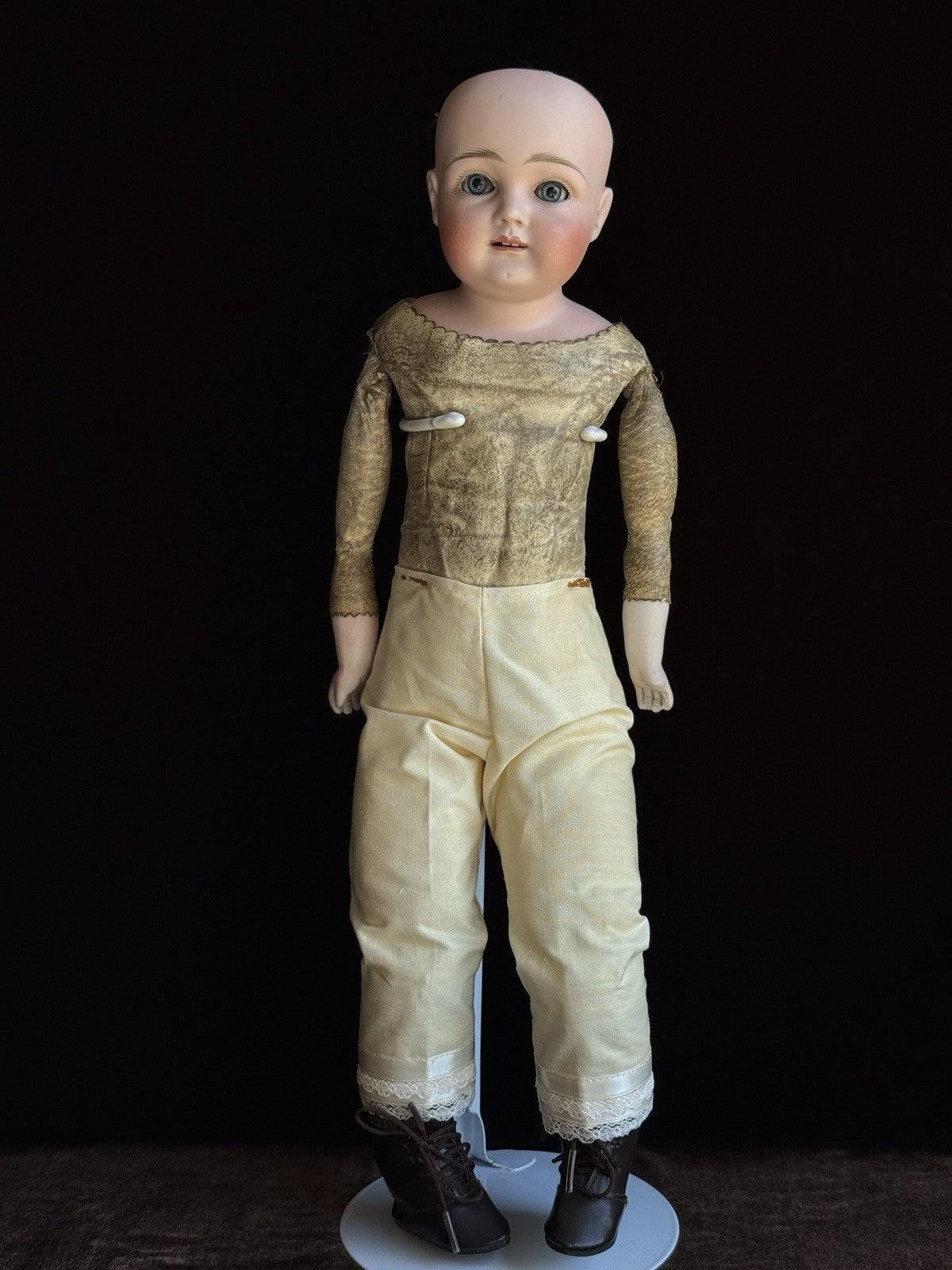 Rare Antique German 18” Early Kestner Square Teeth Bisque Shoulder Head Doll