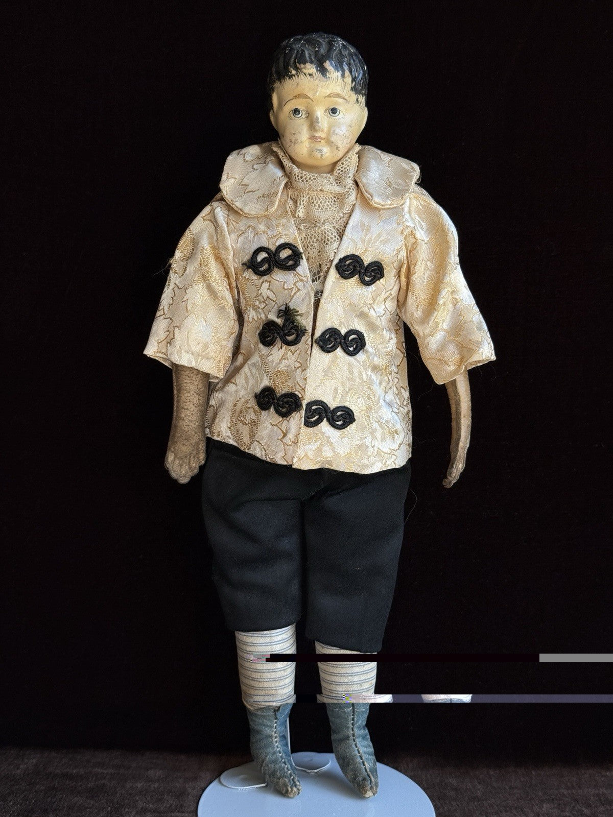 Antique German 14” Papier Mache Head Cloth Body Male Doll