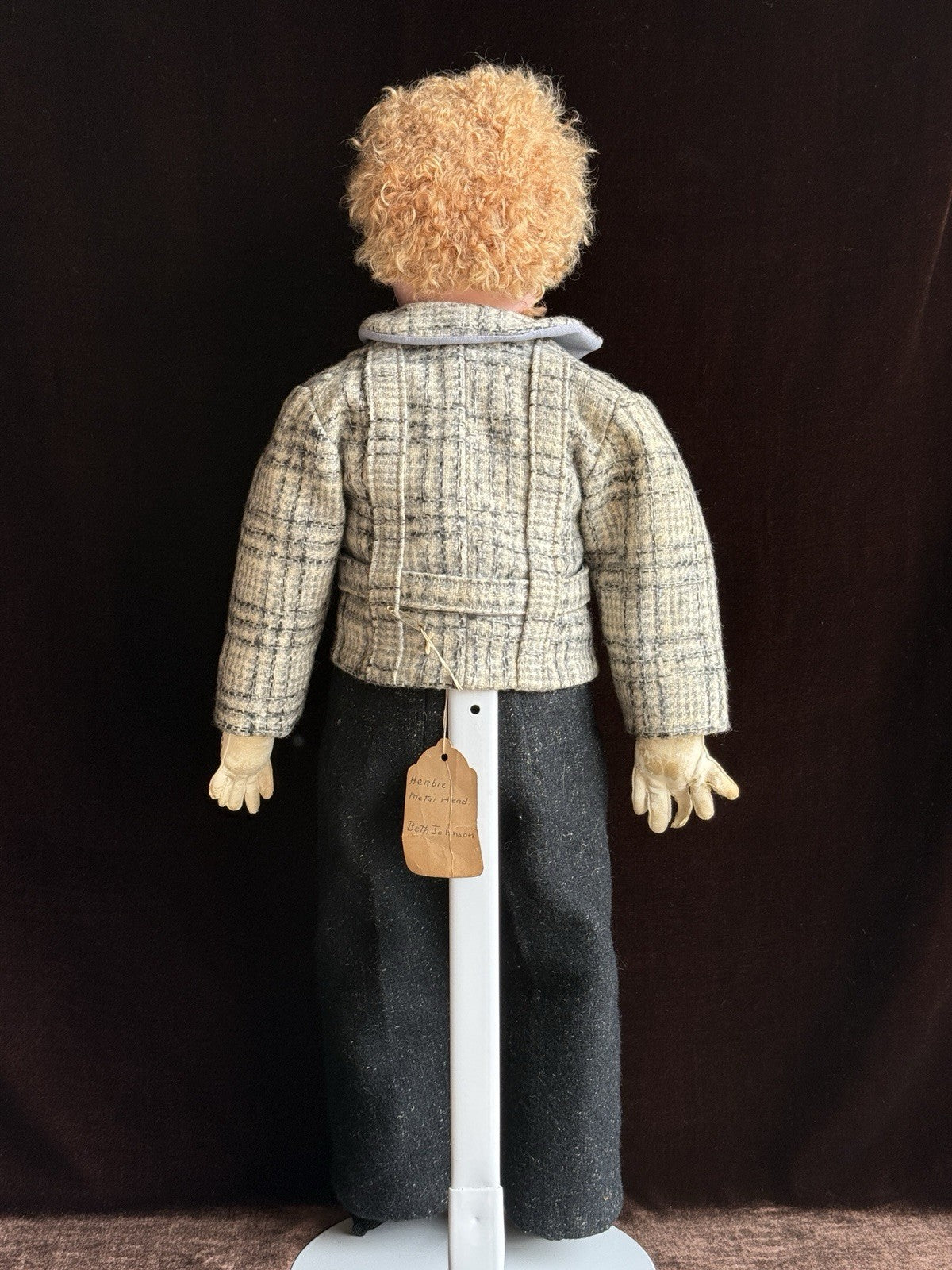Large Antique German 25” Minerva Metal Tin Head Boy Doll