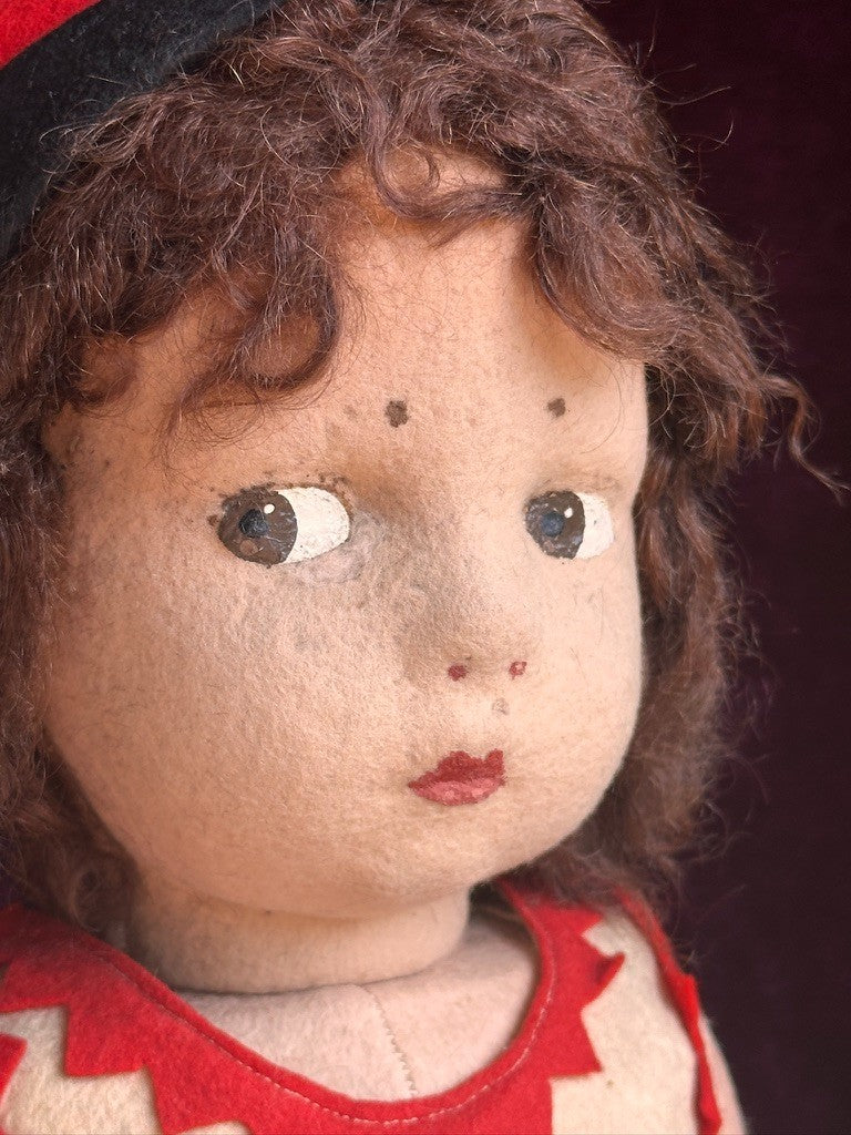 Vintage Italian 20” Early Lenci 109 Felt Cloth Doll