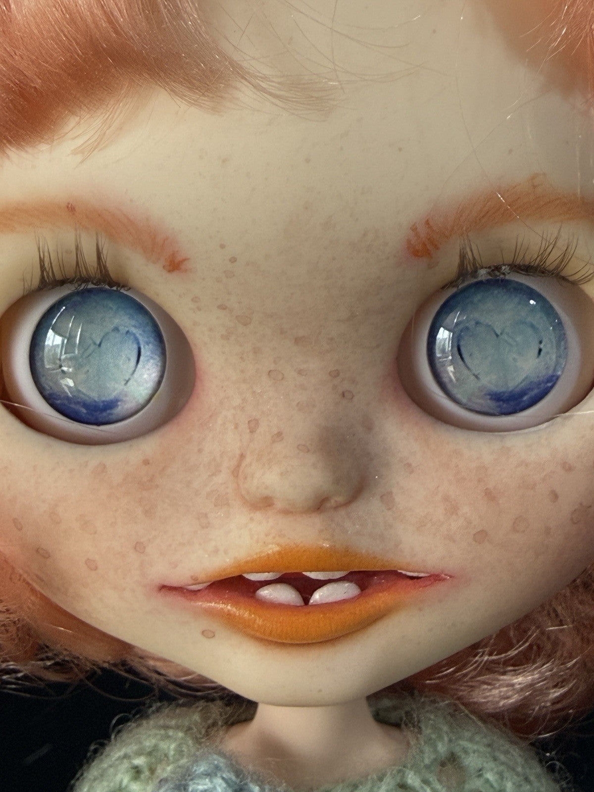 OOAK Custom Blythe 11” Artist BJD Doll In Green/blue Dress