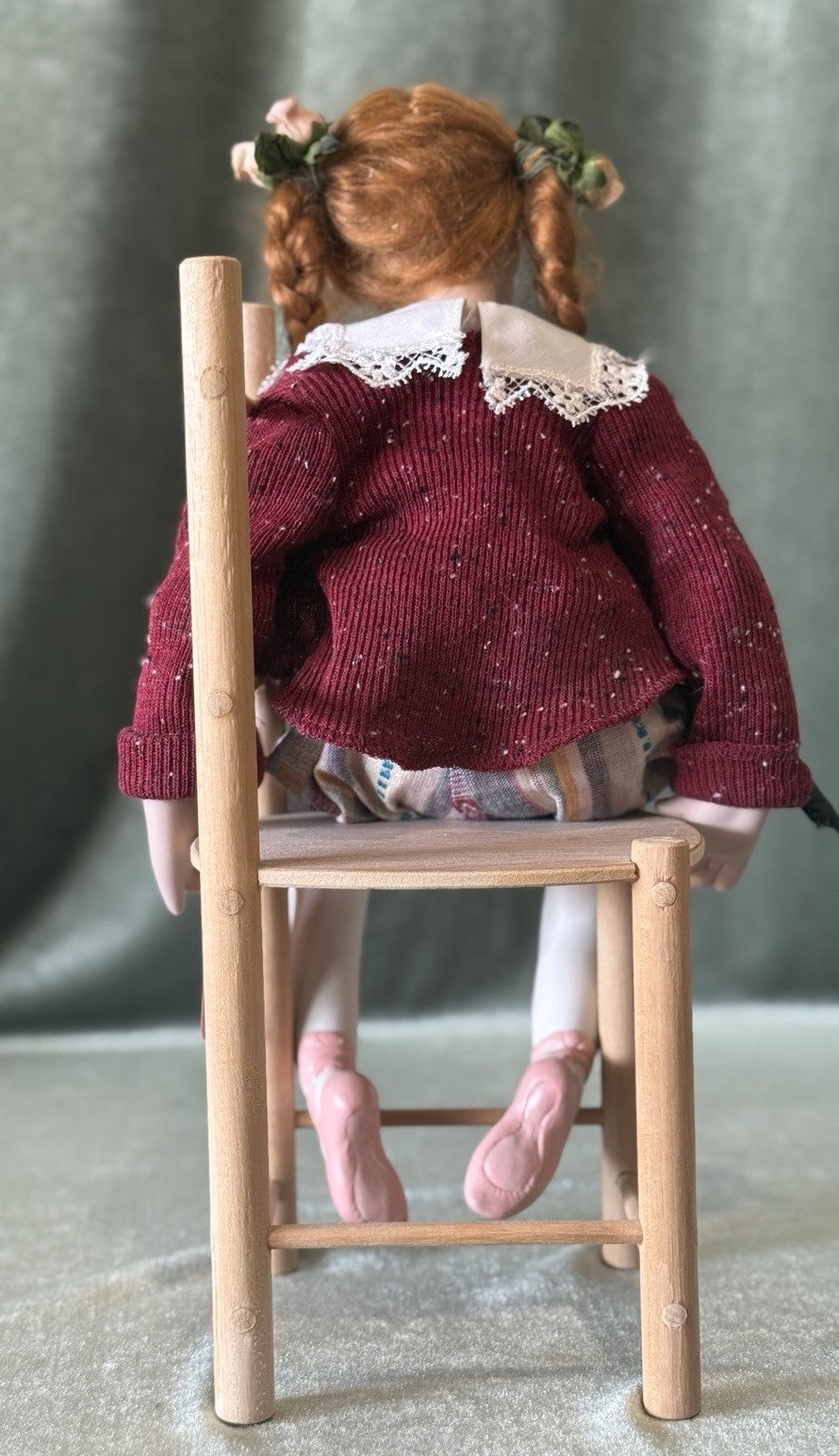 Collectible Artist Sandi McAslan 15” Doll “Nessie” LE 50 Chair/Tag/Catalog/Box
