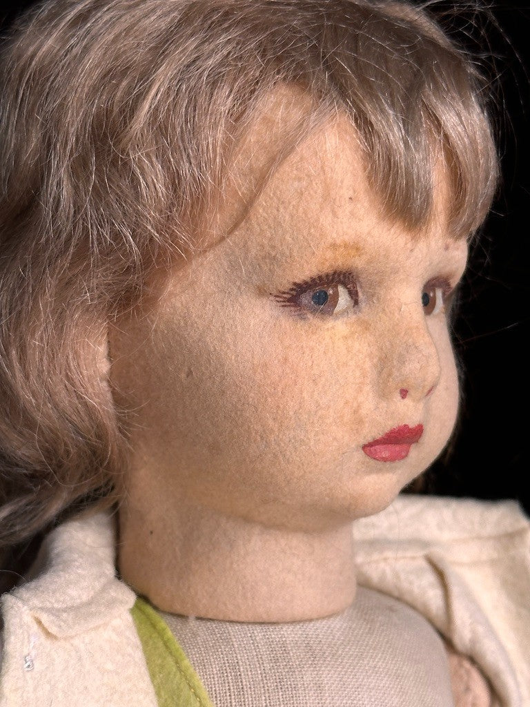 Vintage Italian 17” Lenci Mariuccia Face Felt Cloth Character Girl Doll