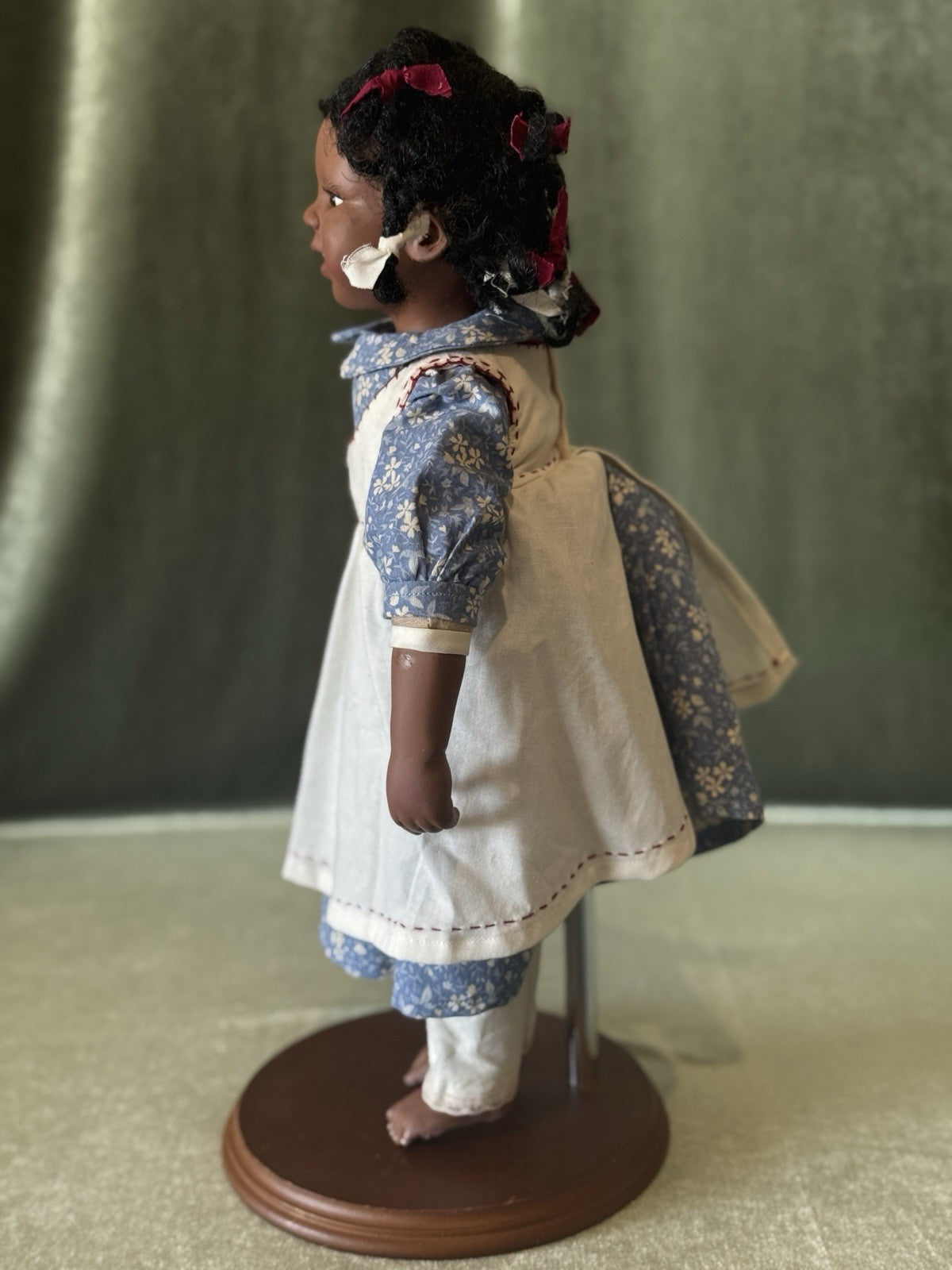 OOAK Artist Handmade Clay Stockinette 15” Doll “Eliza” with Topsy Turvy Doll Box