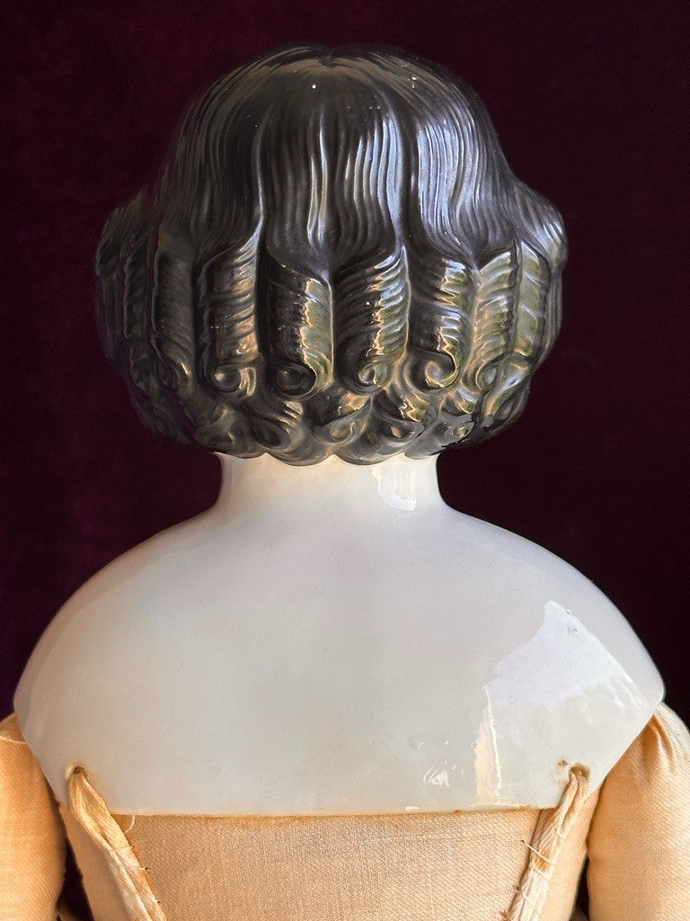 Large Antique German 23" Greiner Style Exposed Ears China Head Doll