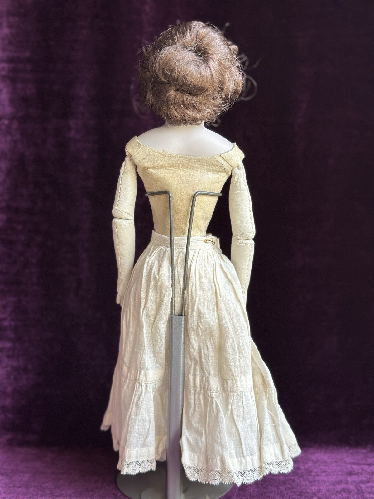 Vintage Porcelain 16” Reproduction Of Antique French Fashion Doll Leather Body