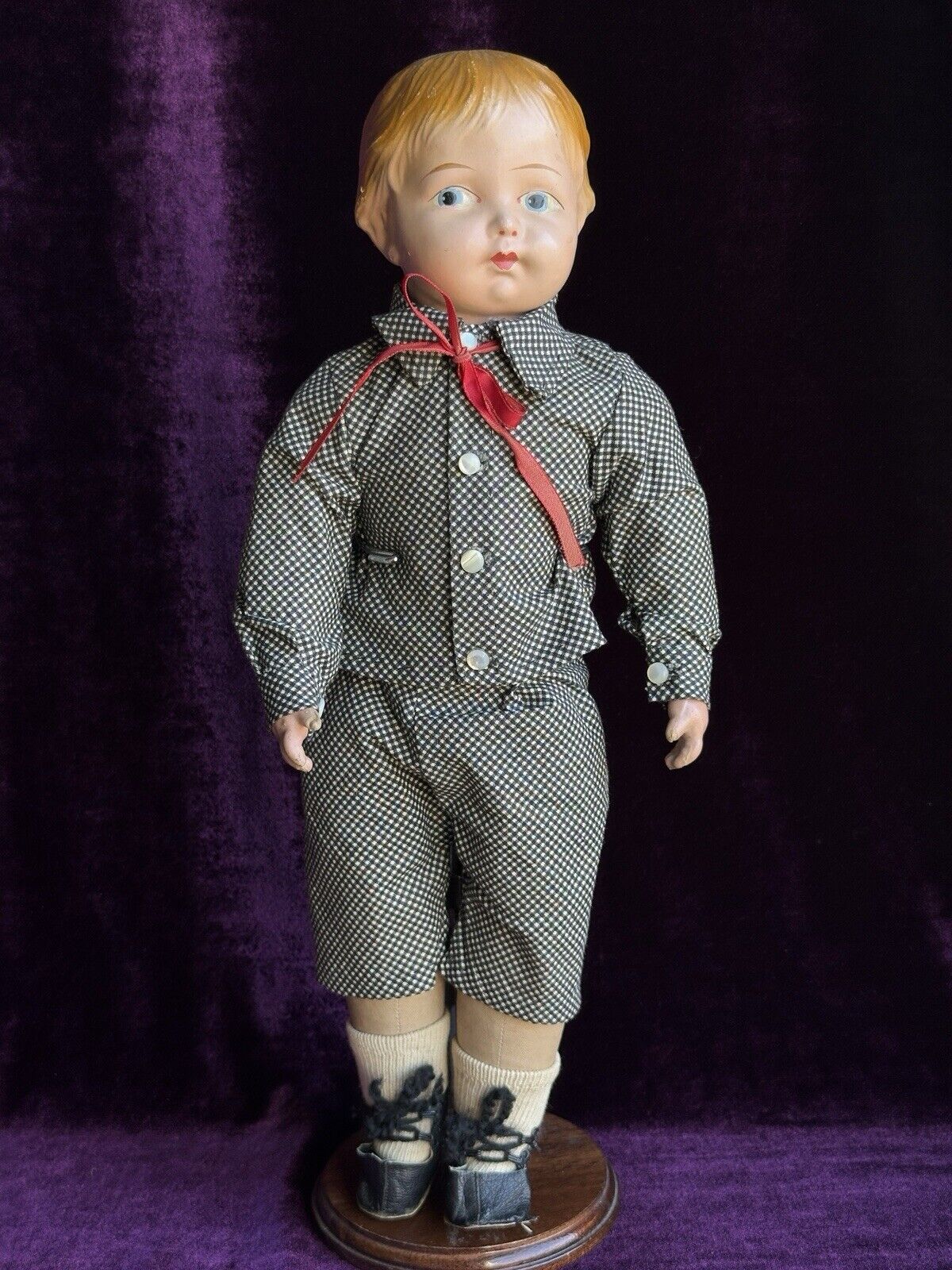 Early Antique American 15” Composition Head Cloth Body Character Doll