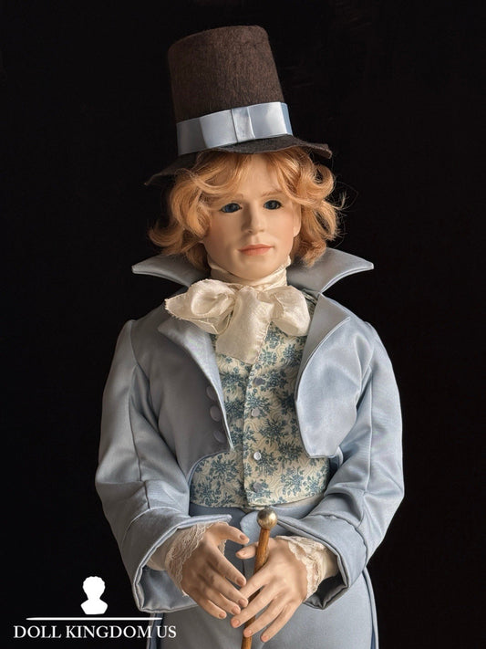OOAK Large Artist Made Porcelain Victorian Gentleman Doll with Stand
