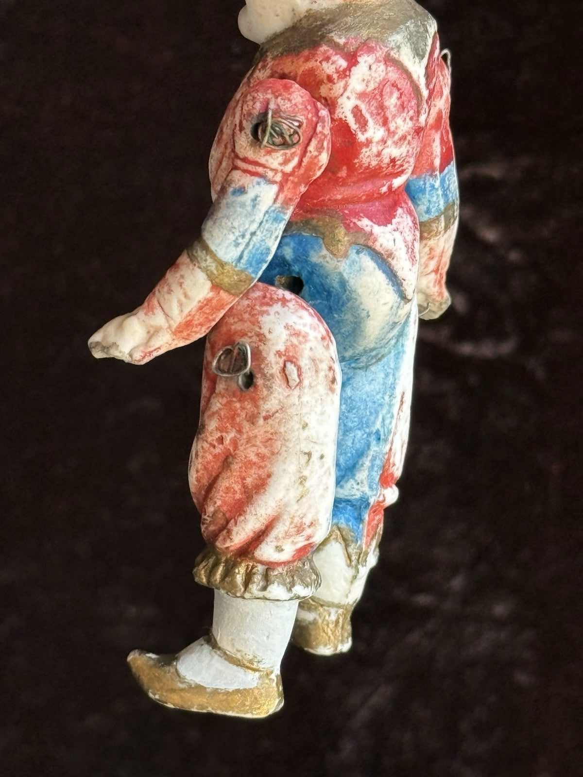 Antique German Miniature 4.25” All Bisque Punch Dollhouse Character Doll