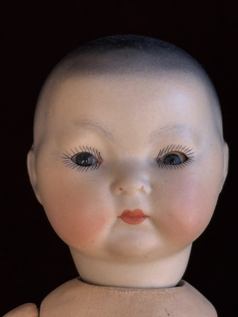 Antique German 8.75” Armand Marseille Oriental Bisque Head Asian Toddler Doll