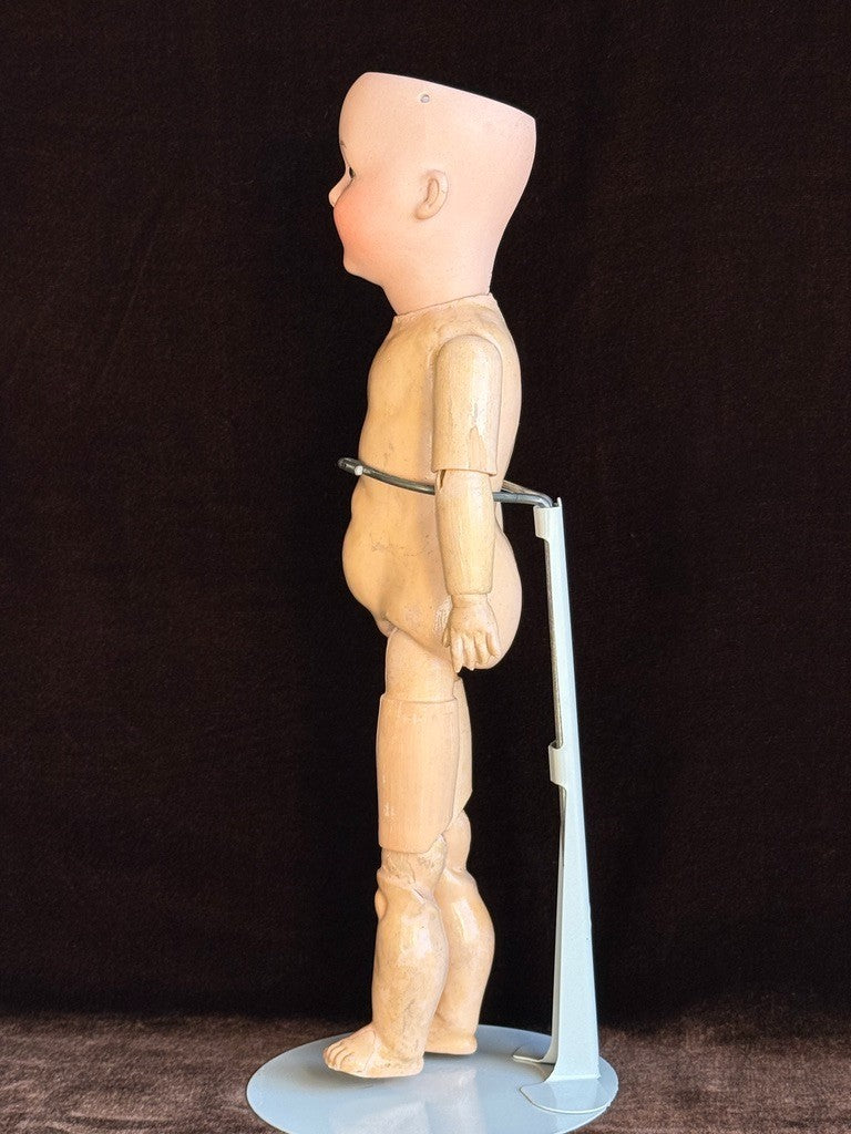 Antique German 12” Gebruder Heubach 8413 Bisque Head Character Boy Doll