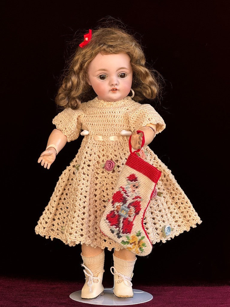 Antique German 12” Kestner 143 Bisque Head Doll with Trunk and Extras