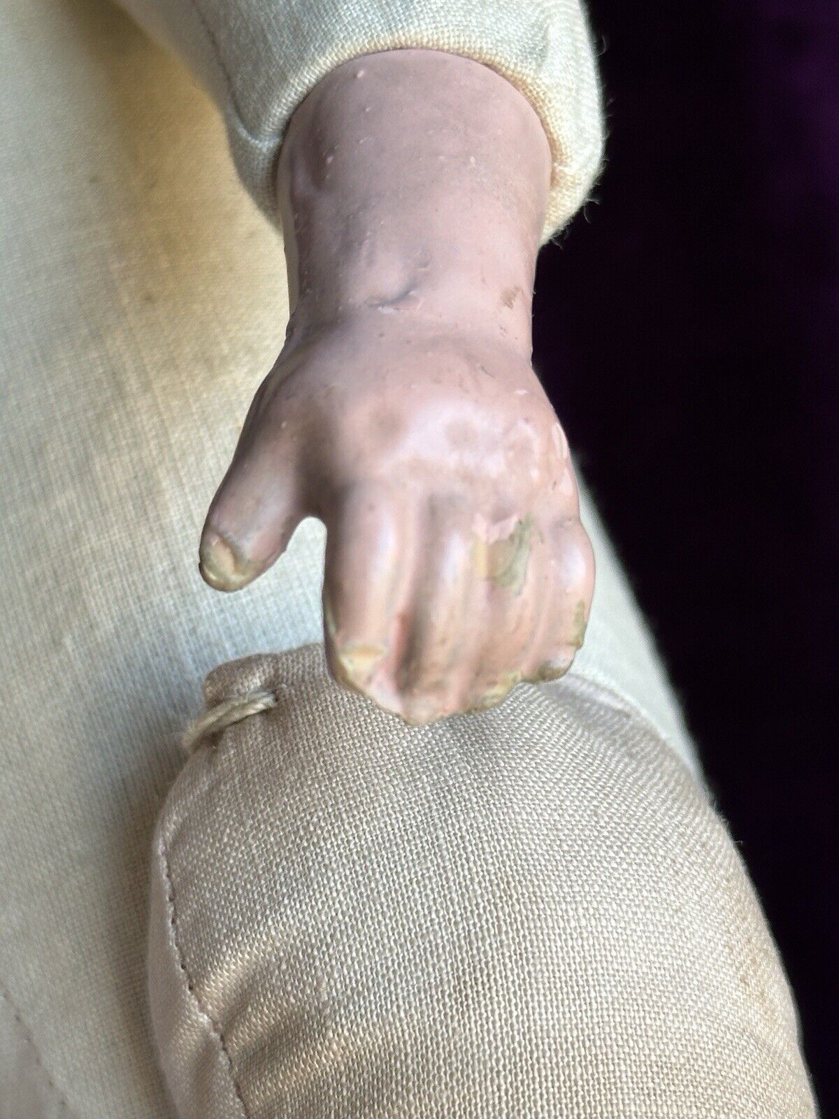Early Antique American 15” Composition Head Cloth Body Character Doll