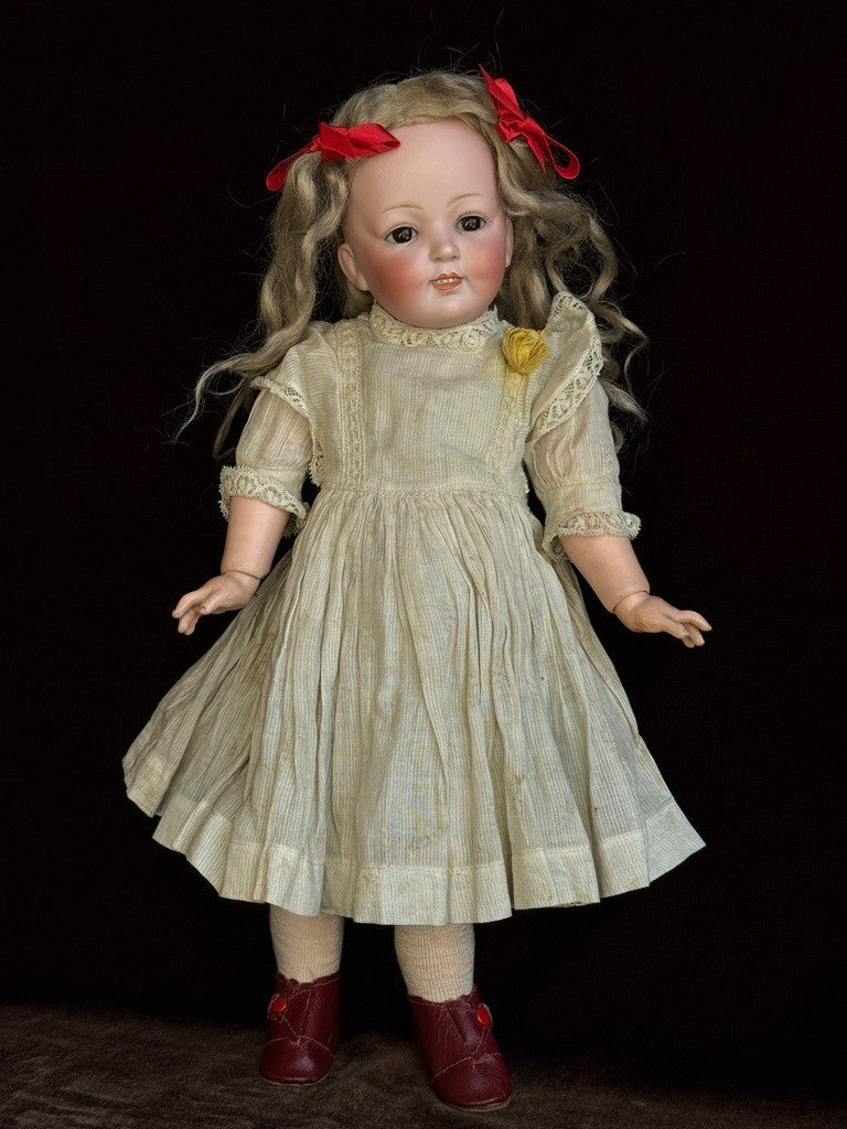 Very Rare Antique German 14.5” Kestner 185 Bisque Head Smiling Girl Doll