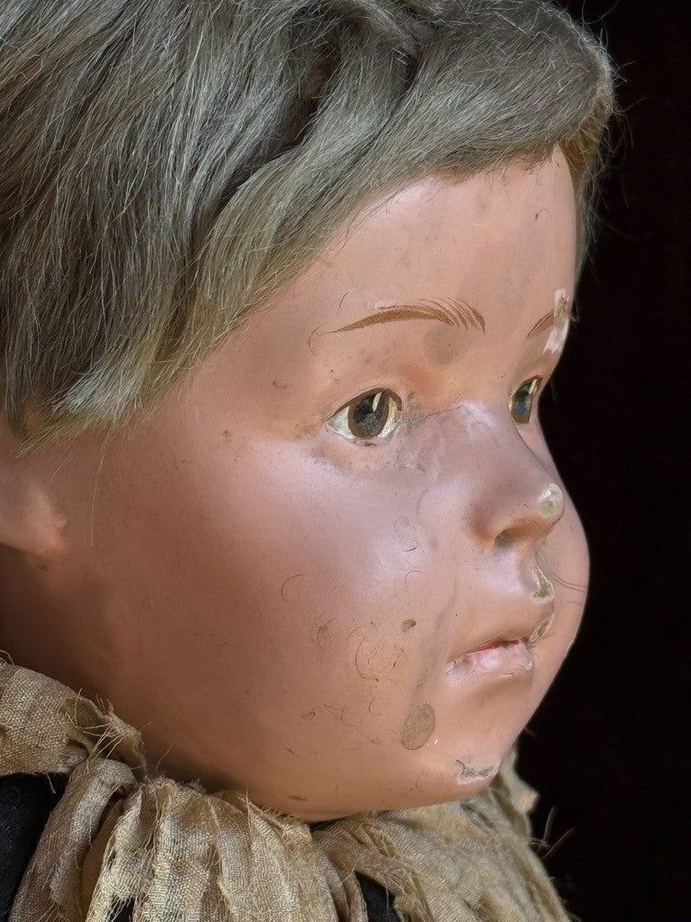 Large Antique American 21” Schoenhut Wooden Jointed Pouty Pierrot Boy Doll