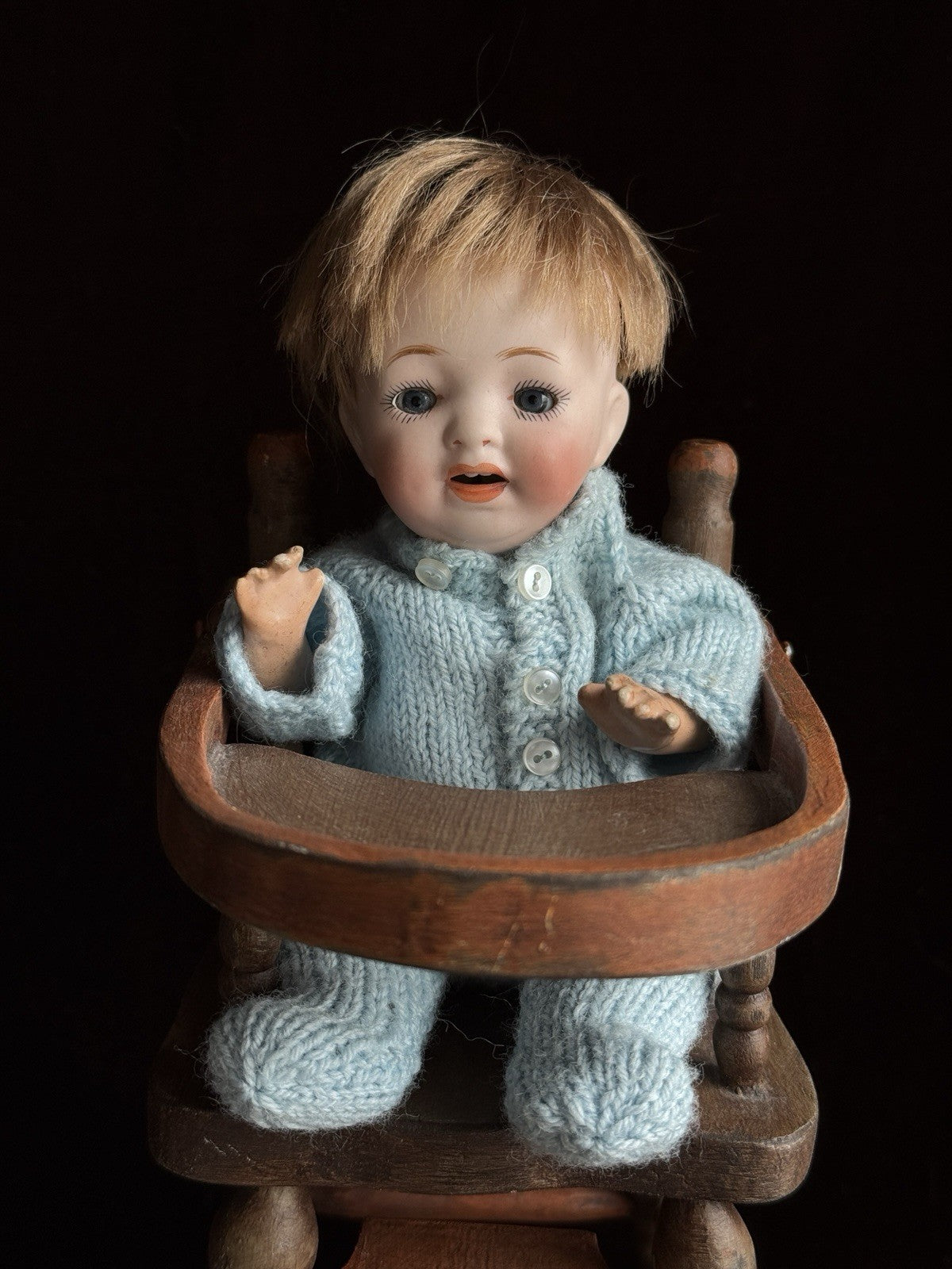 2 Miniature German/Japan Bisque Head Babies Kestner and Morimura Brothers Dolls