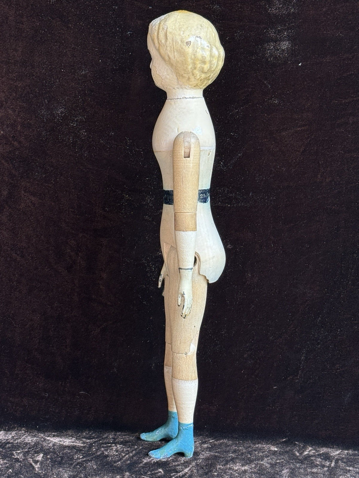 Antique American Mason & Taylor 11.5” Papier Mache Wood Metal Doll
