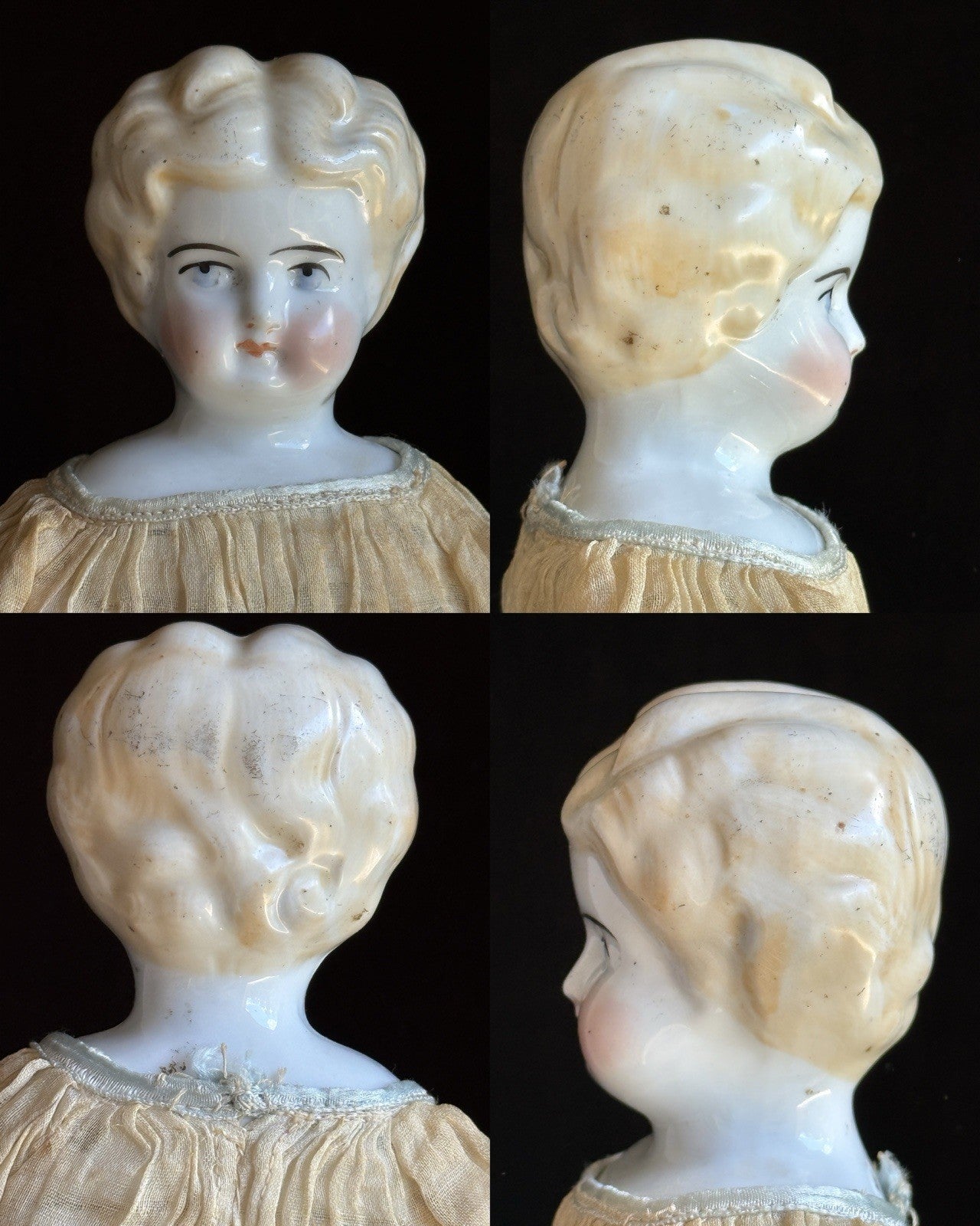 Lot of 3 Antique German Lowbrow China Head Dolls