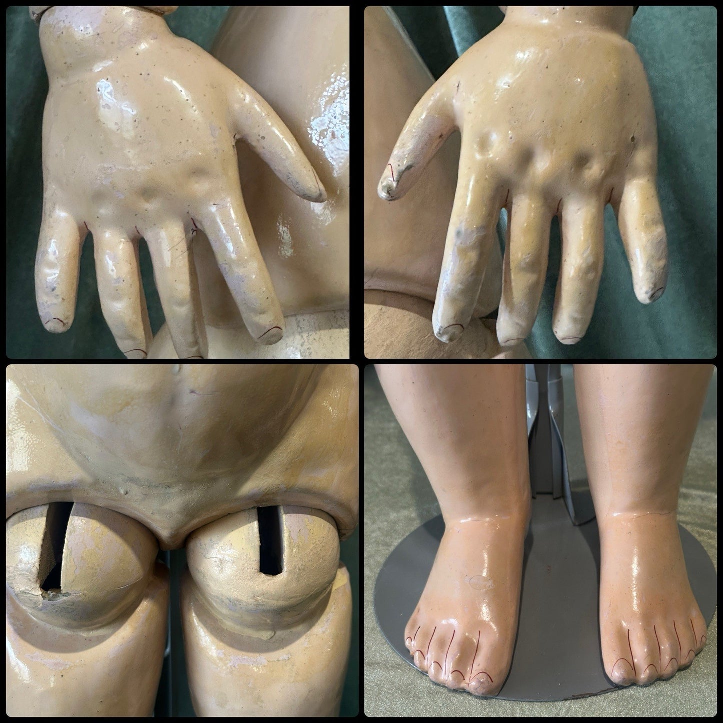 Rare!! Huge 40” Antique German Gebruder Heubach Doll Dep Bisque Head Comp Body