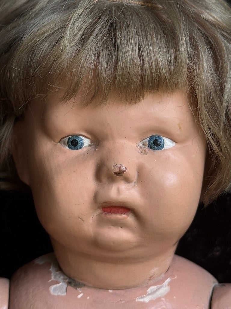 Antique American 14.5” Schoenhut Wooden Baby Doll