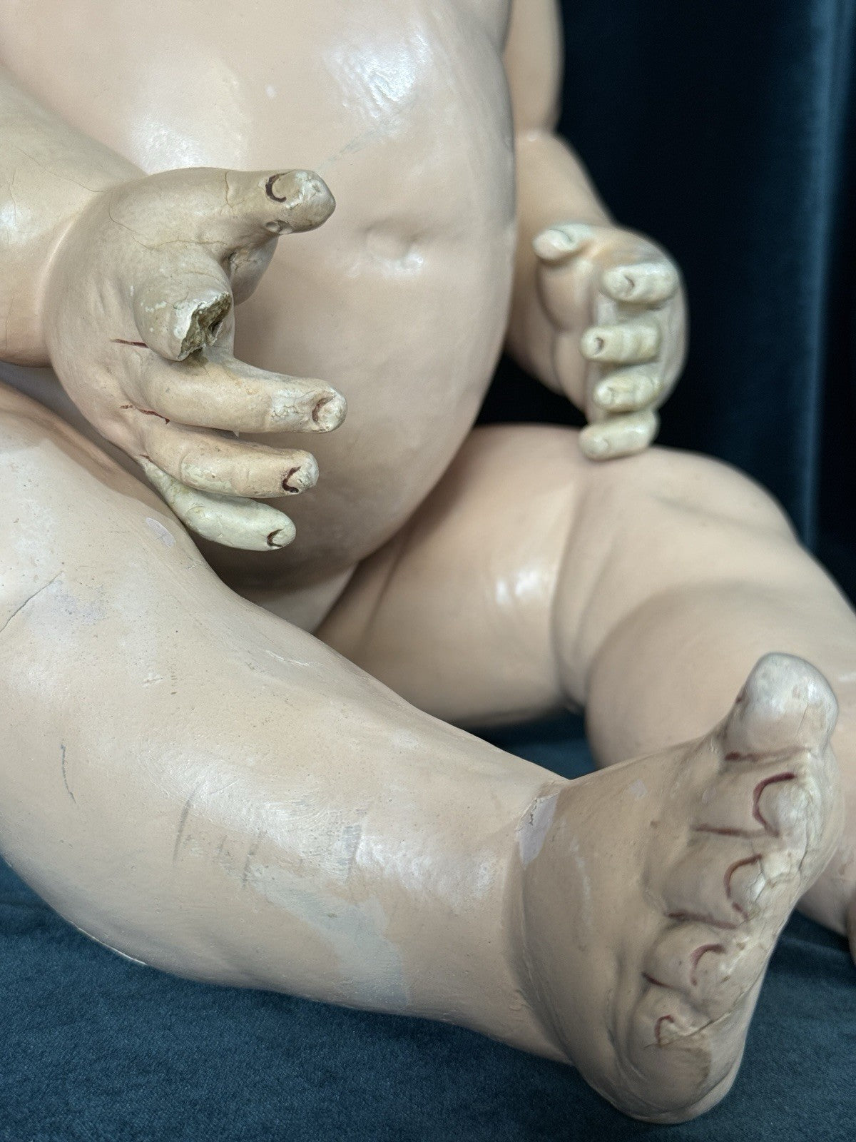 Huge 28” Antique German Franz Schmidt Mold 1295 Baby Boy Doll Porcelain Head