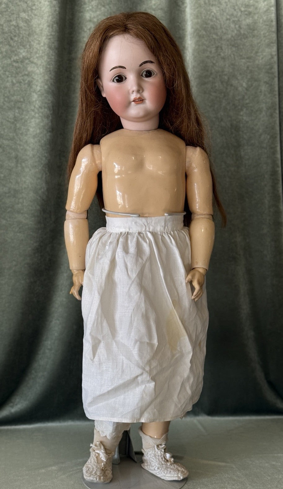 Large 32” Antique German Queen Louise Doll Bisque Head Composition Body