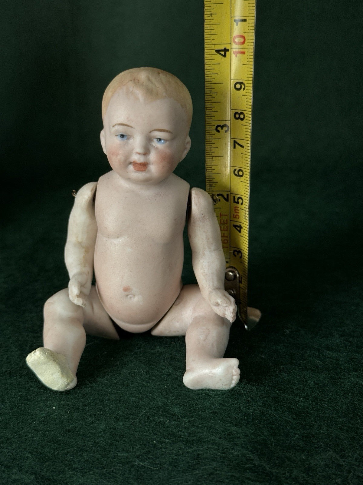 Antique German 5” All Bisque Miniature Baby Doll